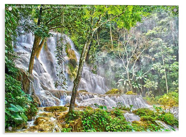  Kuang Sii Waterfalls Laos Acrylic by Brian  Raggatt