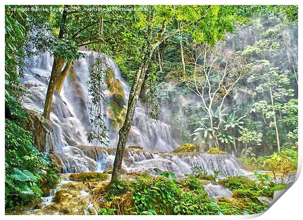  Kuang Sii Waterfalls Laos Print by Brian  Raggatt