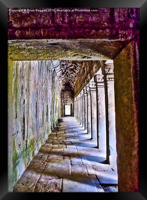  Temple Corridor Angkor Wat Cambodia  HDR Framed Print by Brian  Raggatt