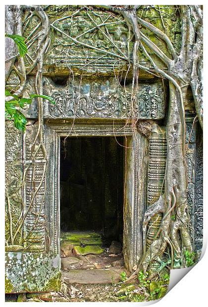  Tomb Raider Doorway Cambodia Print by Brian  Raggatt