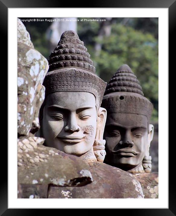  Angkor Temple Entrance Statue Heads Framed Mounted Print by Brian  Raggatt