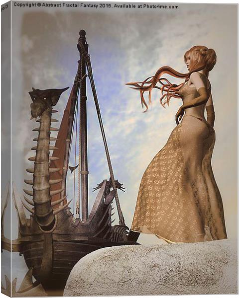  Viking ship sailing Canvas Print by Abstract  Fractal Fantasy