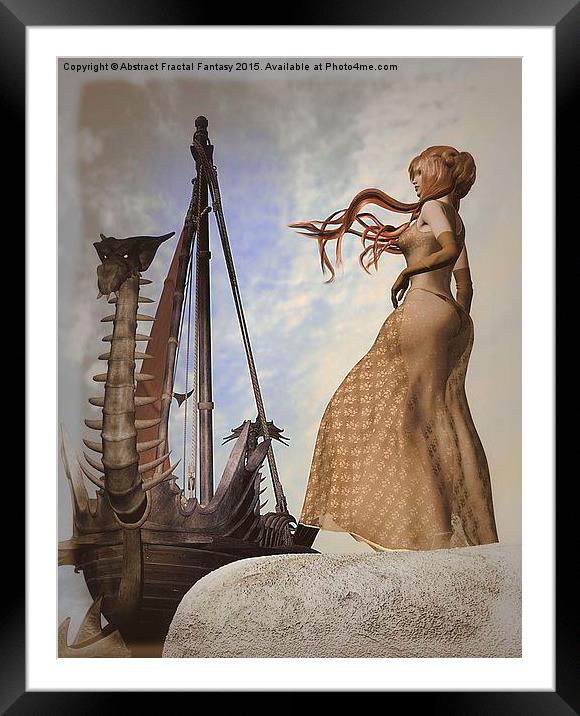  Viking ship sailing Framed Mounted Print by Abstract  Fractal Fantasy