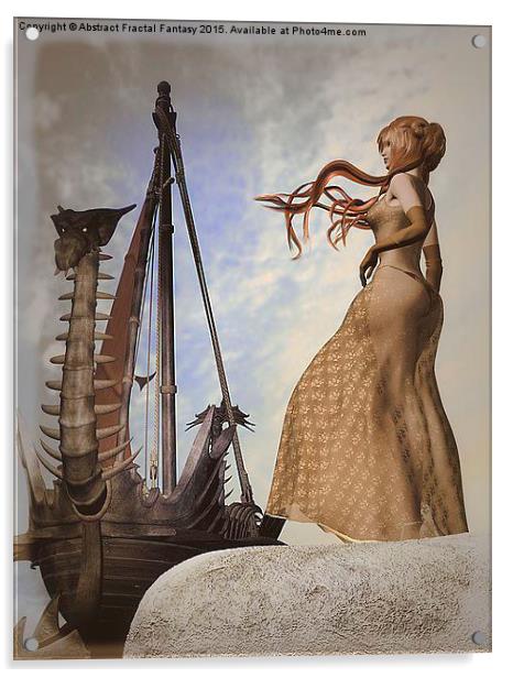  Viking ship sailing Acrylic by Abstract  Fractal Fantasy