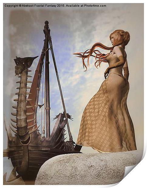  Viking ship sailing Print by Abstract  Fractal Fantasy