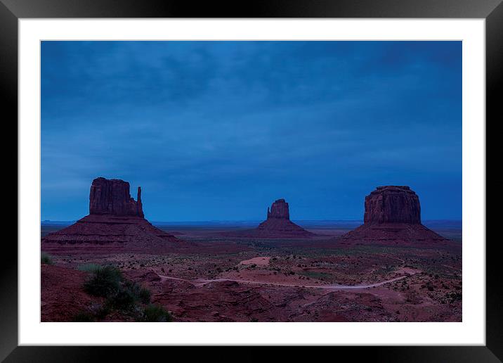Blue hour in Monument Valley Framed Mounted Print by Thomas Schaeffer