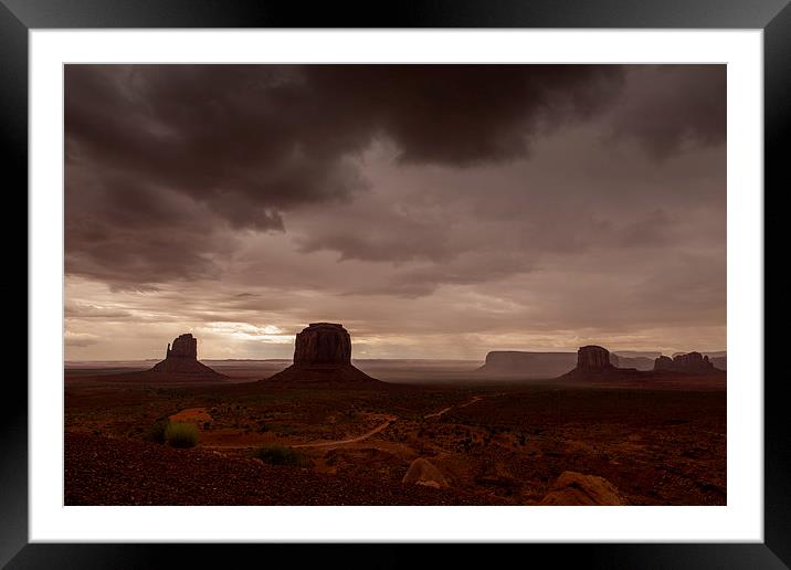 Monument Valley thunderstorm Framed Mounted Print by Thomas Schaeffer