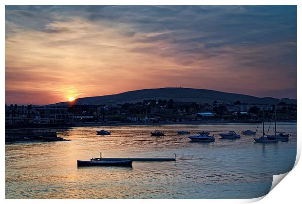 Sunset over Swanage and Purbeck Hills  Print by Darren Galpin
