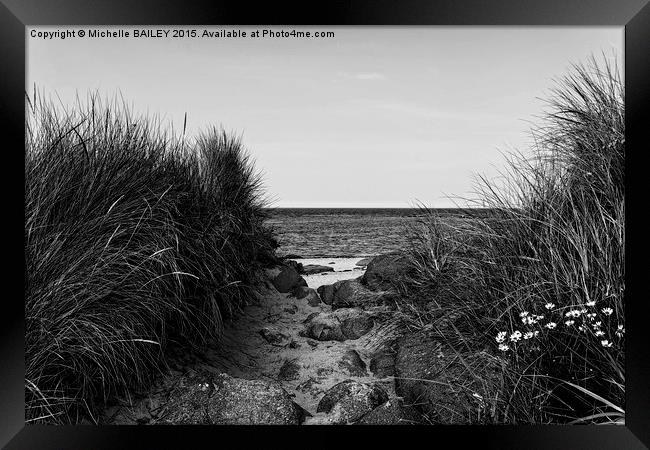  Through the Dunes to the Sea Framed Print by Michelle BAILEY