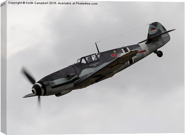  Messerschmitt Bf-109G-4 attacking Canvas Print by Keith Campbell
