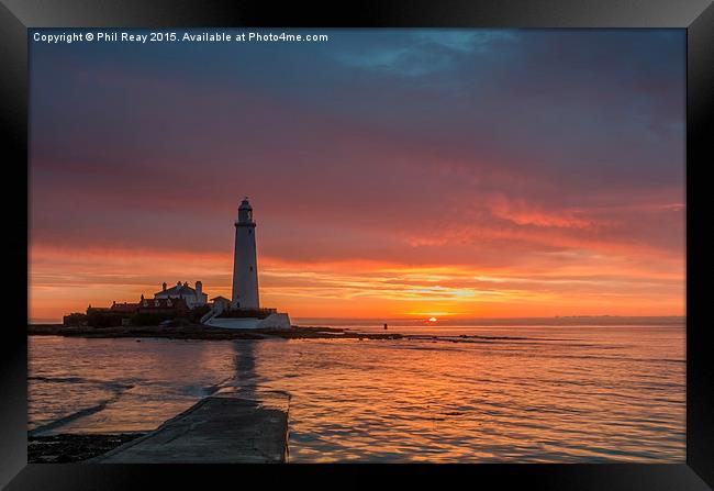  Sunrise at St Mary`s Framed Print by Phil Reay