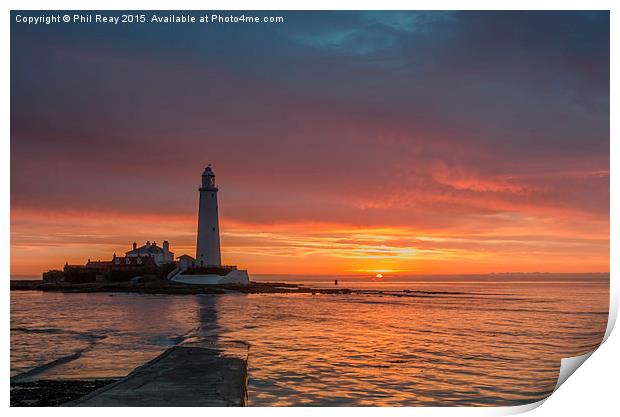  Sunrise at St Mary`s Print by Phil Reay