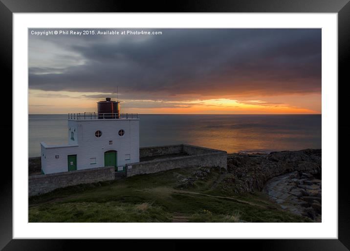  Sunrise at Bamburgh lighthouse Framed Mounted Print by Phil Reay
