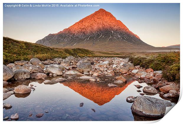 First Light on Buachaille Etive Mor Print by Colin & Linda McKie