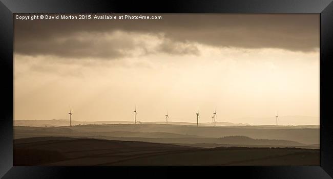 Fullabrook Windfarm Silhouetted Against the Morni Framed Print by David Morton