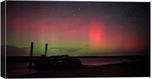  The Northern lights pay a visit to Brancaster Sta Canvas Print by Gary Pearson