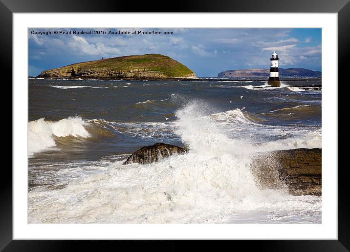 Rough Seas at Penmon Point Anglesey Framed Mounted Print by Pearl Bucknall