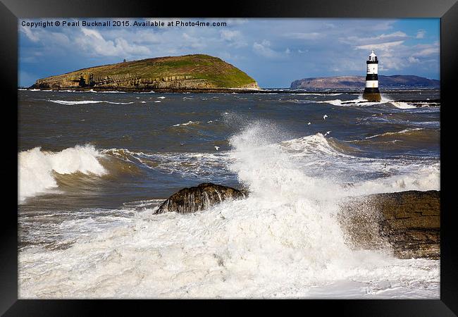 Rough Seas at Penmon Point Anglesey Framed Print by Pearl Bucknall
