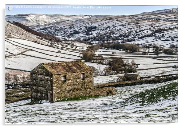  Thwaite Barn In Snow Acrylic by Sandi-Cockayne ADPS