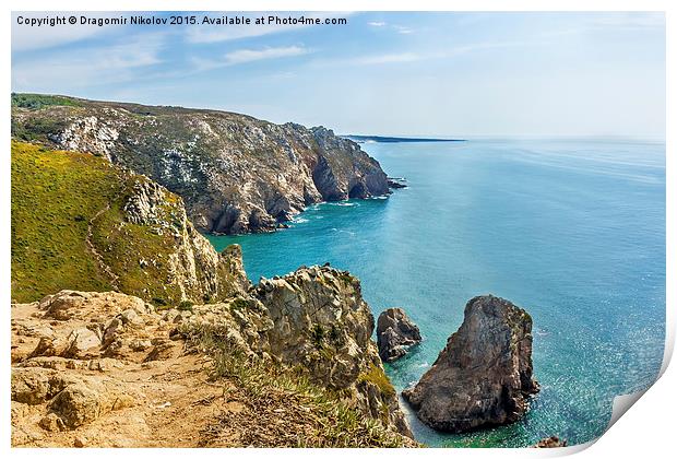 View from Cabo Da Roca, the western point of Europ Print by Dragomir Nikolov