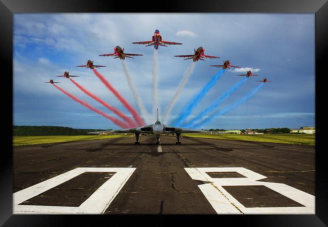 Red Arrows Vulcan XH558 Framed Print by Oxon Images