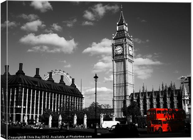 Routemaster Bus and Big Ben Canvas Print by Chris Day