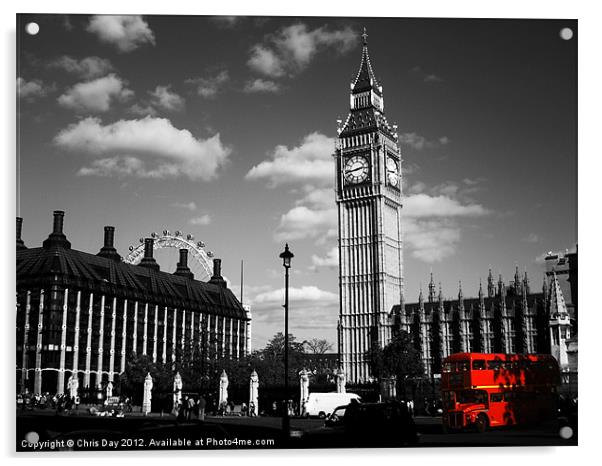 Routemaster Bus and Big Ben Acrylic by Chris Day