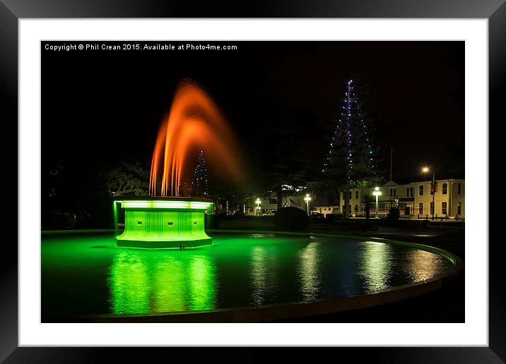  Art Deco fountain at night, Napier, New Zealand Framed Mounted Print by Phil Crean