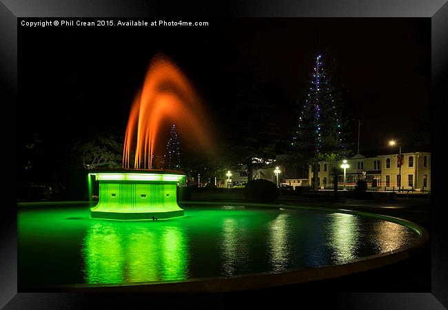  Art Deco fountain at night, Napier, New Zealand Framed Print by Phil Crean