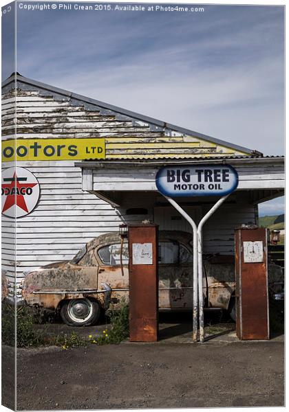  Abandoned petrol station, New Zealand Canvas Print by Phil Crean