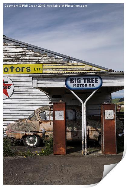  Abandoned petrol station, New Zealand Print by Phil Crean