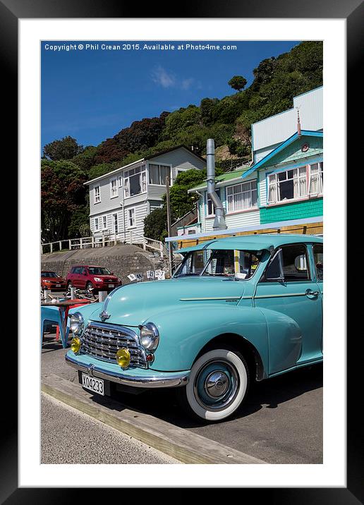 Vintage Morris Oxford in Wellington, New Zealand Framed Mounted Print by Phil Crean