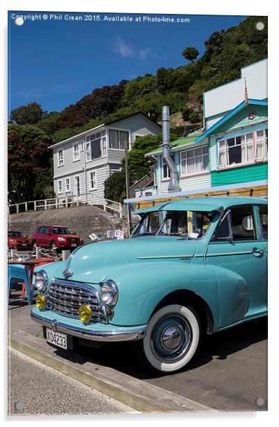 Vintage Morris Oxford in Wellington, New Zealand Acrylic by Phil Crean