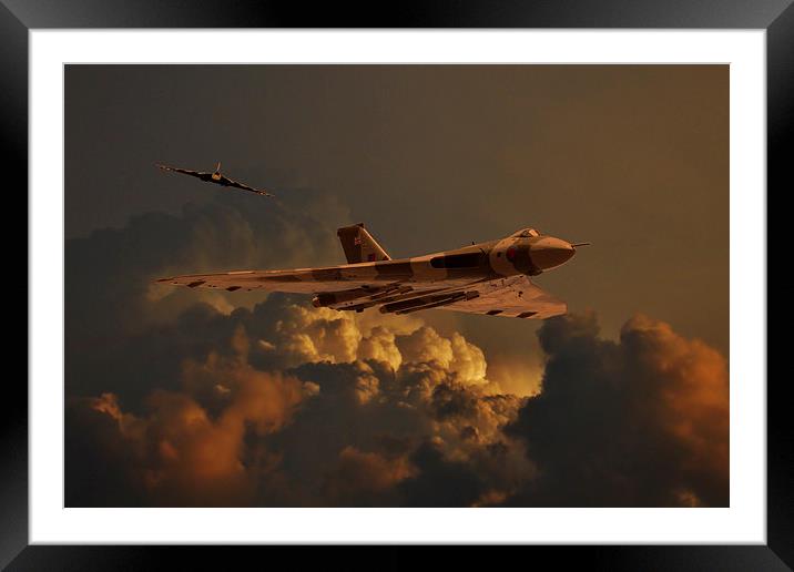 Vulcan bombers Into the storm Framed Mounted Print by Oxon Images
