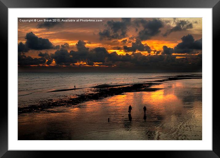 Sunset from Worthing Pier Framed Mounted Print by Len Brook