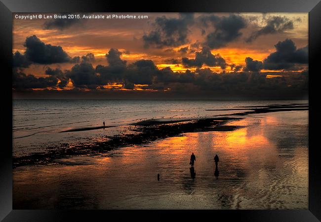 Sunset from Worthing Pier Framed Print by Len Brook