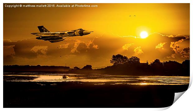  As The Sun Sets On The Vulcan Bomber Print by matthew  mallett