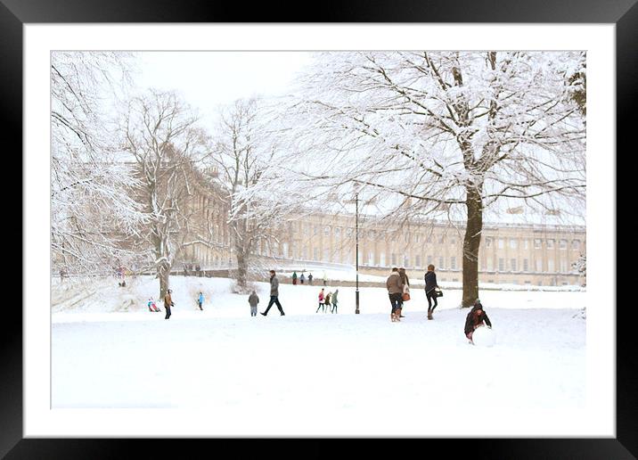  Royal Crescent Fun in the Snow Framed Mounted Print by Alyson Fennell