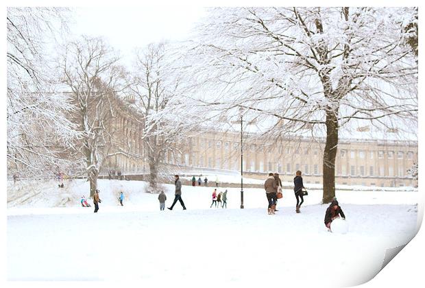  Royal Crescent Fun in the Snow Print by Alyson Fennell