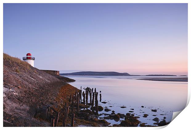 Burry Port lighthouse at twilight. Wales, UK. Print by Liam Grant