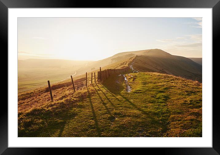 Rushup Edge at sunset. Derbyshire, UK. Framed Mounted Print by Liam Grant