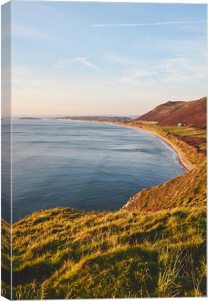  Rhossili beach at sunset. Wales, UK. Canvas Print by Liam Grant
