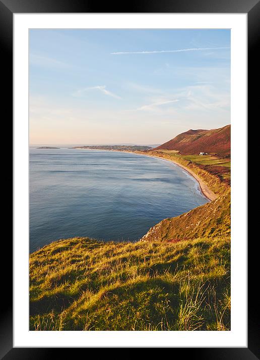  Rhossili beach at sunset. Wales, UK. Framed Mounted Print by Liam Grant
