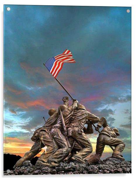  The Battle of Iwo Jima Acrylic by Mal Bray