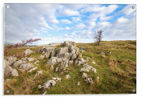 Limestone Pavement in the yorkshire dales.  Acrylic by chris smith