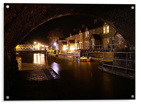 Nightime on the canal Acrylic by David (Dai) Meacham