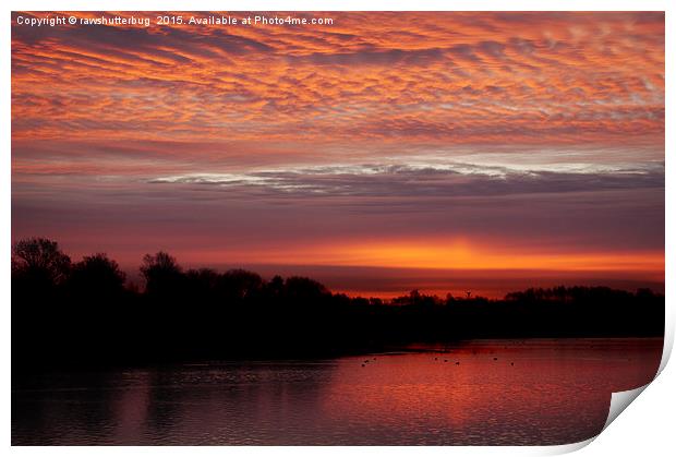 Red Sky At Chasewater Print by rawshutterbug 