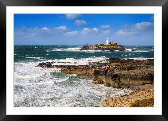 Godrevy Lighthouse   Framed Mounted Print by chris smith