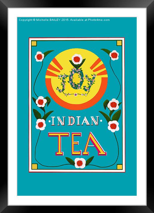 Joy Indian Tea Blue Framed Mounted Print by Michelle BAILEY