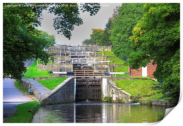  Bingley Five Rise Locks Yorkshire 2 Print by Colin Williams Photography